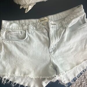 L'AGENCE Blue Jean Shorts Distressed Frayed Hem